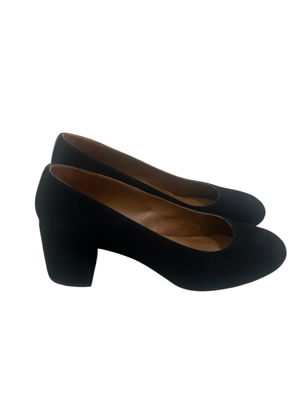 Margaux the Heel Black suede round toe Low Block Heel Pumps slip on in box 8 - Picture 5 of 16